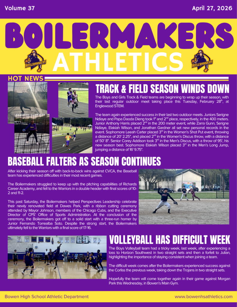 Bowen Athletics, April 27 2026 Vol 37